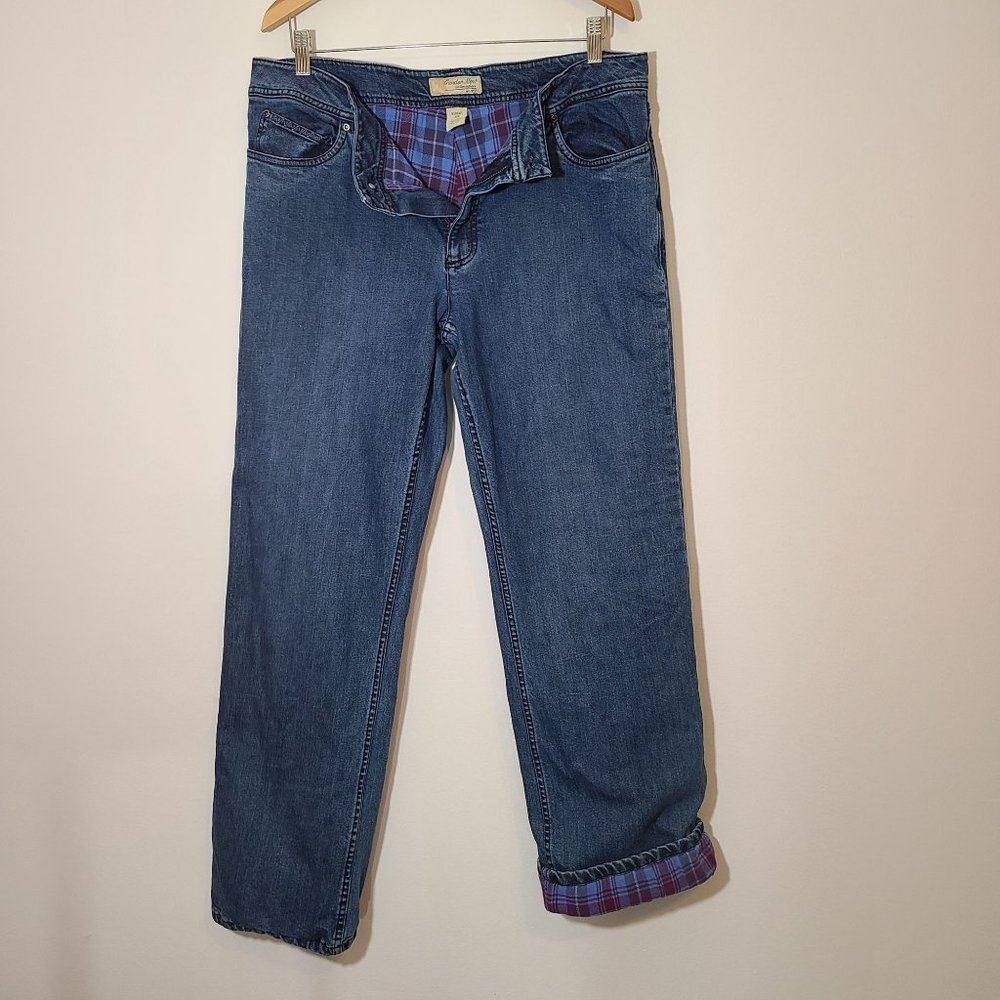 Gander Mountain Women's Straight Leg Flannel Lined Jeans Sz 16R High Rise